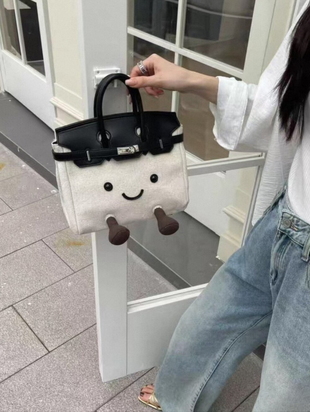 Jellycat Style Birkin Doll Black and Cream 25cm Women's Bag - Picture 2 of 3